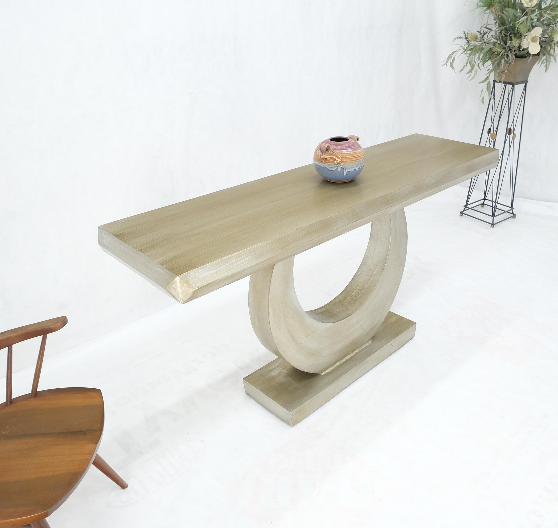 EstablishedLines Large 37"h Silvered Patinated Lacquered Welded Steel Heavy Console Table MINT