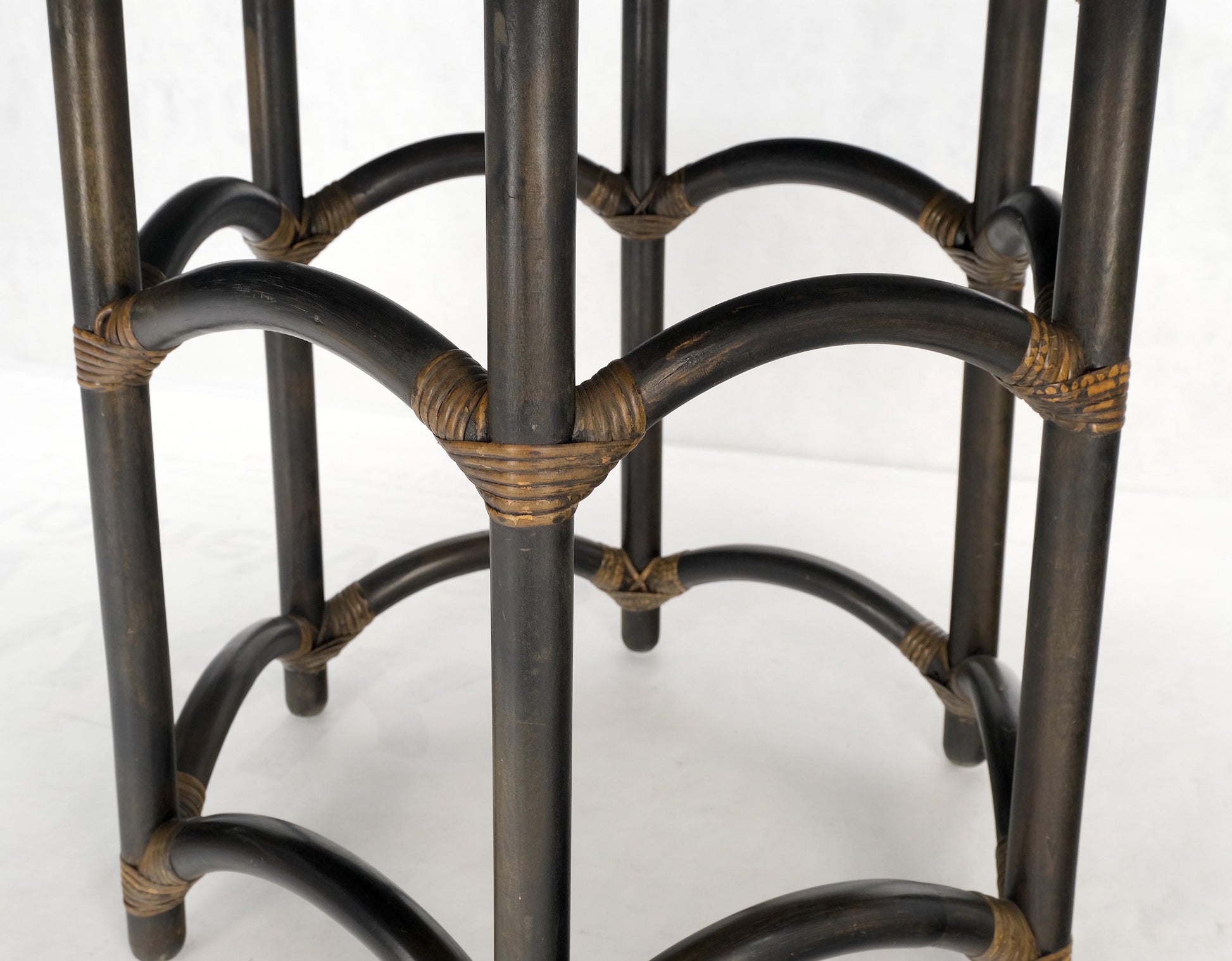 EstablishedLines Ebonised Bamboo Brass Inlay Mahogany Top Hexagon Card Game Poker Table MINT!