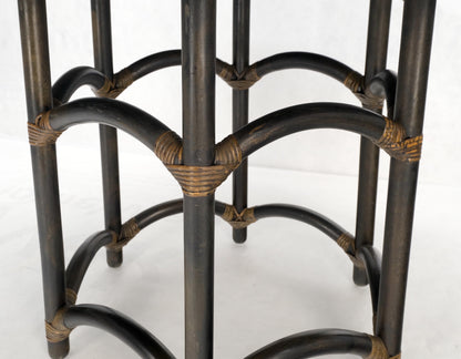 EstablishedLines Ebonised Bamboo Brass Inlay Mahogany Top Hexagon Card Game Poker Table MINT!
