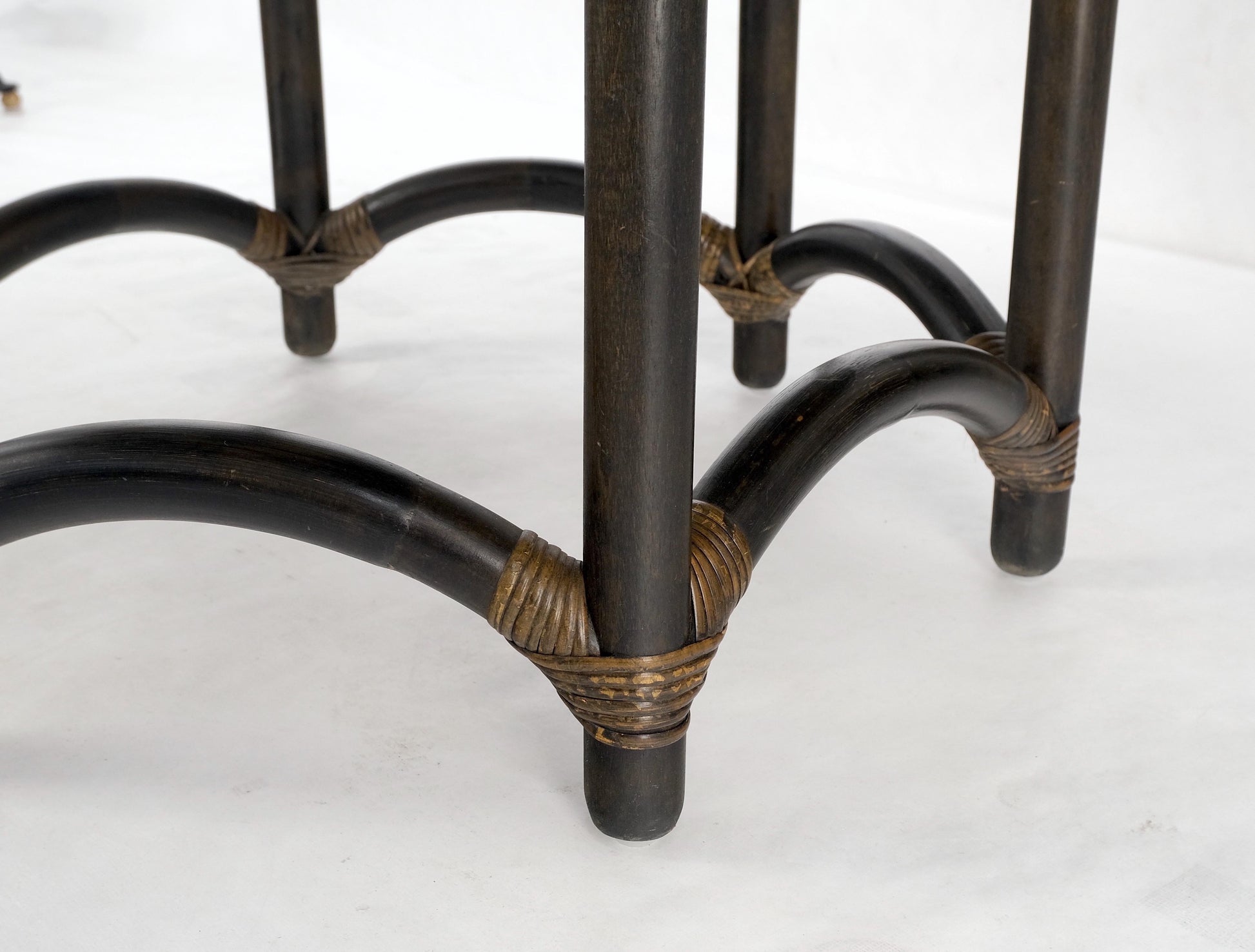 EstablishedLines Ebonised Bamboo Brass Inlay Mahogany Top Hexagon Card Game Poker Table MINT!