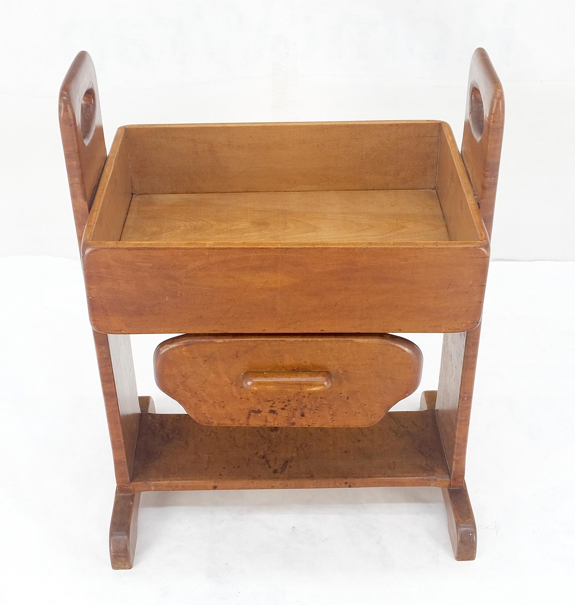 EstablishedLines Unusual Solid Colonial Maple Gallery Top Side End Table One Drawer MINT