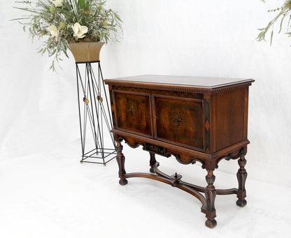 Paint Decorated Two Door Jacobean Style Turned Legs Stretcher Base Server Mint!