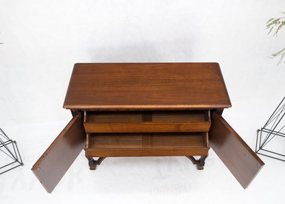 Paint Decorated Two Door Jacobean Style Turned Legs Stretcher Base Server Mint!