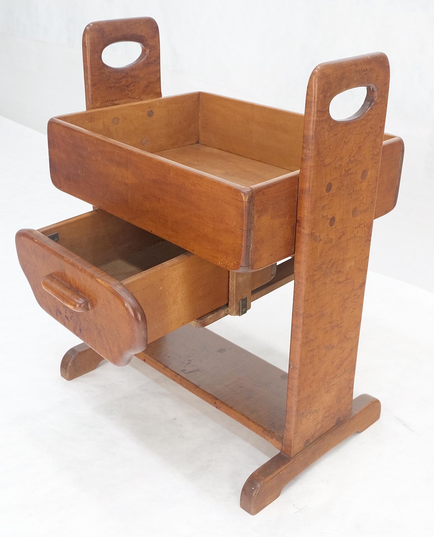 EstablishedLines Unusual Solid Colonial Maple Gallery Top Side End Table One Drawer MINT