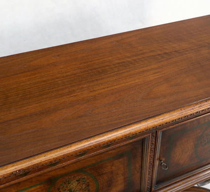 EstablishedLines Paint Decorated Two Door Jacobean Style Turned Legs Stretcher Base Server Mint!