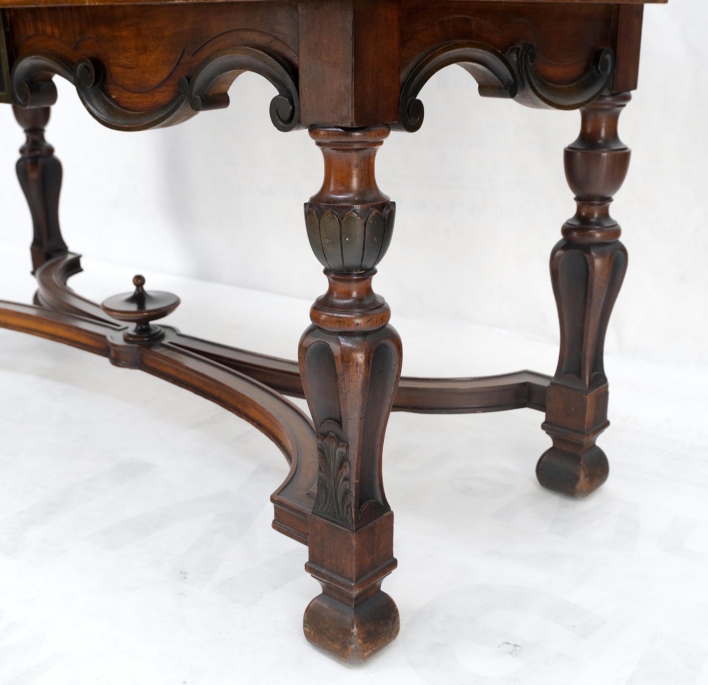 Paint Decorated Two Door Jacobean Style Turned Legs Stretcher Base Server Mint!