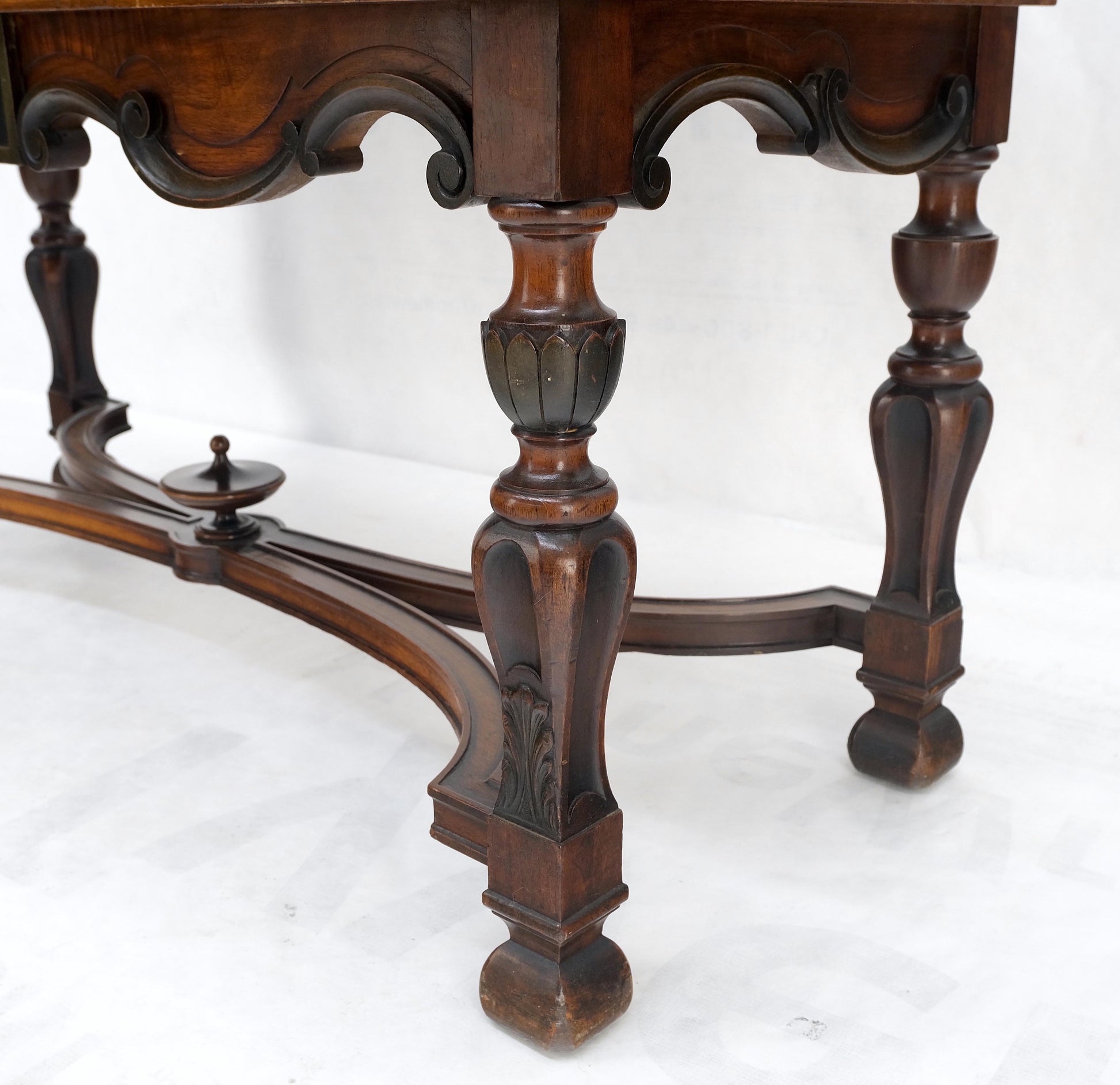EstablishedLines Paint Decorated Two Door Jacobean Style Turned Legs Stretcher Base Server Mint!