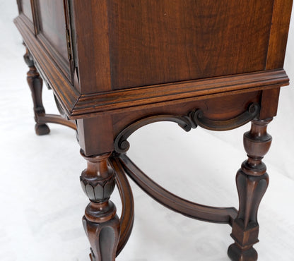 Paint Decorated Two Door Jacobean Style Turned Legs Stretcher Base Server Mint!
