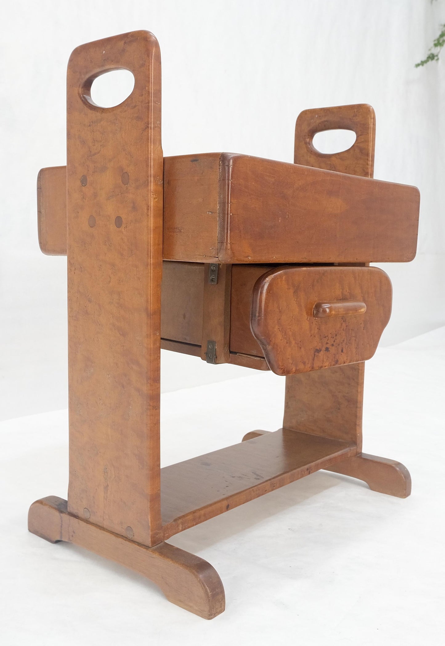 EstablishedLines Unusual Solid Colonial Maple Gallery Top Side End Table One Drawer MINT