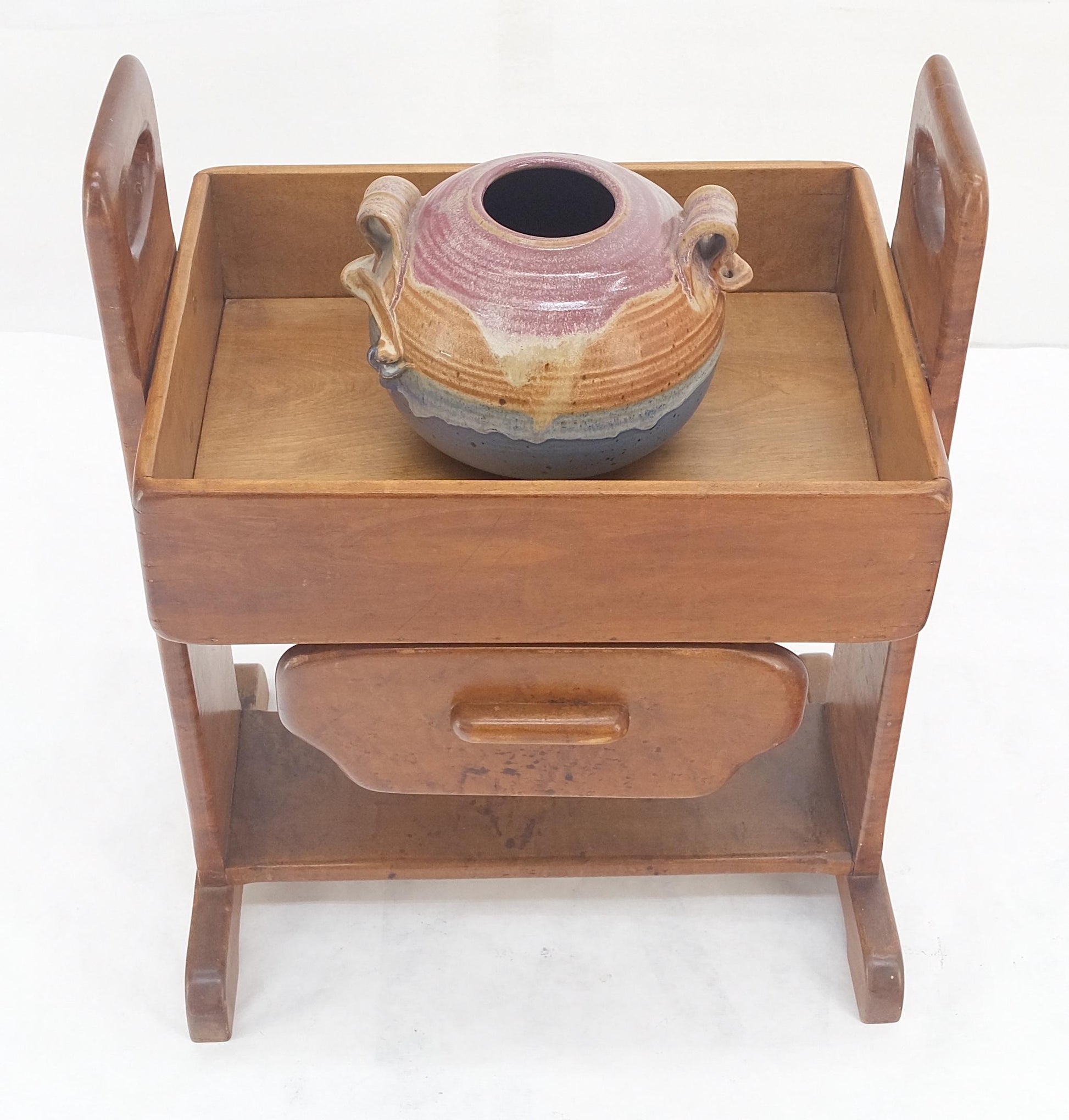 EstablishedLines Unusual Solid Colonial Maple Gallery Top Side End Table One Drawer MINT