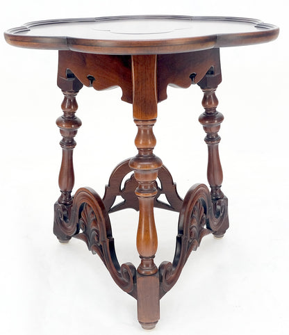 EstablishedLines Clover Shape Top Carved Triangle Base Side Lamp End Center Occasional Table MINT