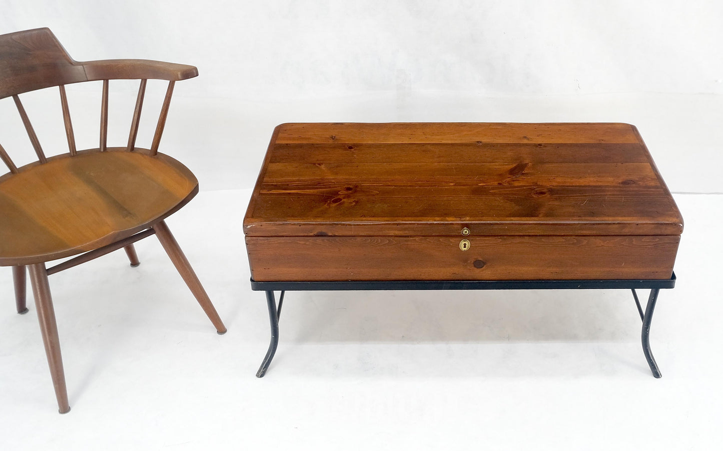 EstablishedLines Vintage Hope Chest Storage Box on Metal Frame Box