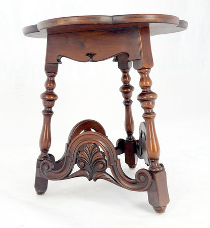EstablishedLines Clover Shape Top Carved Triangle Base Side Lamp End Center Occasional Table MINT