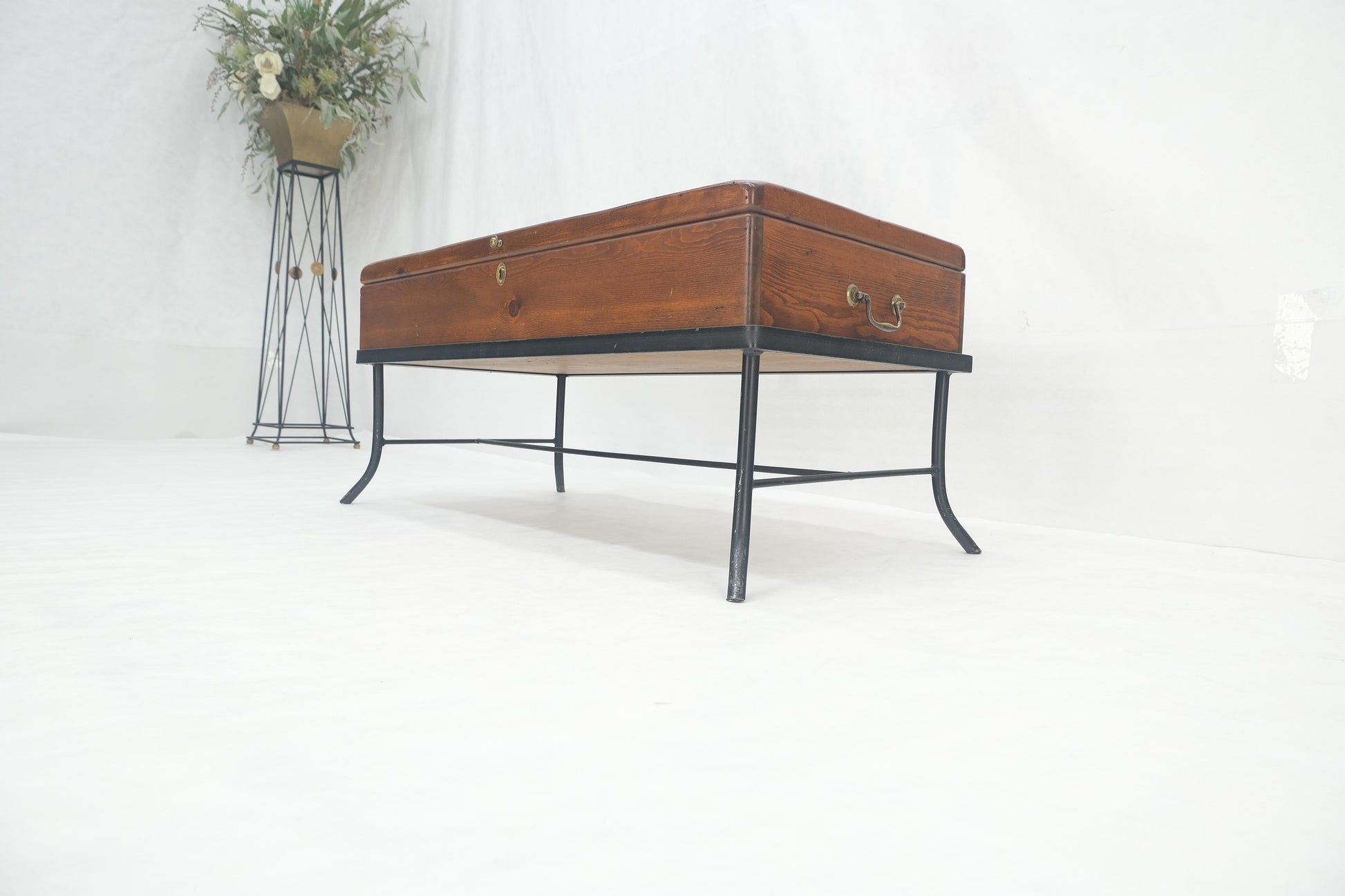 EstablishedLines Vintage Hope Chest Storage Box on Metal Frame Box