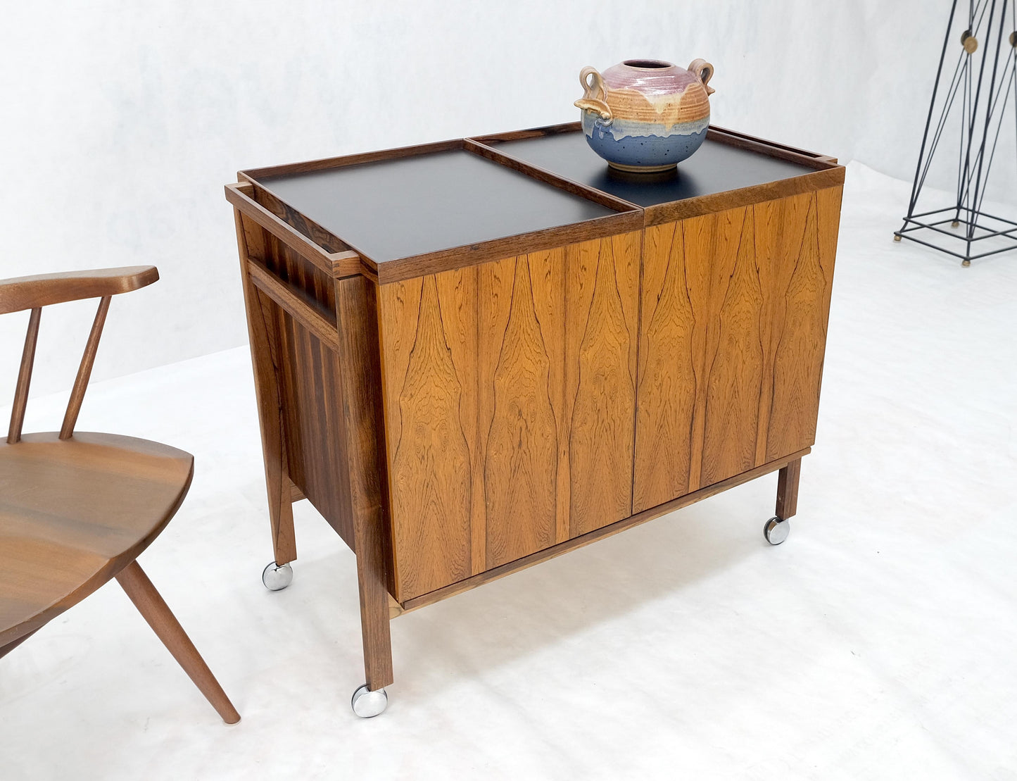 EstablishedLines Danish Mid Century Modern Rosewood Bar Cart Trolley by Niels Erik Glasdam Jensen