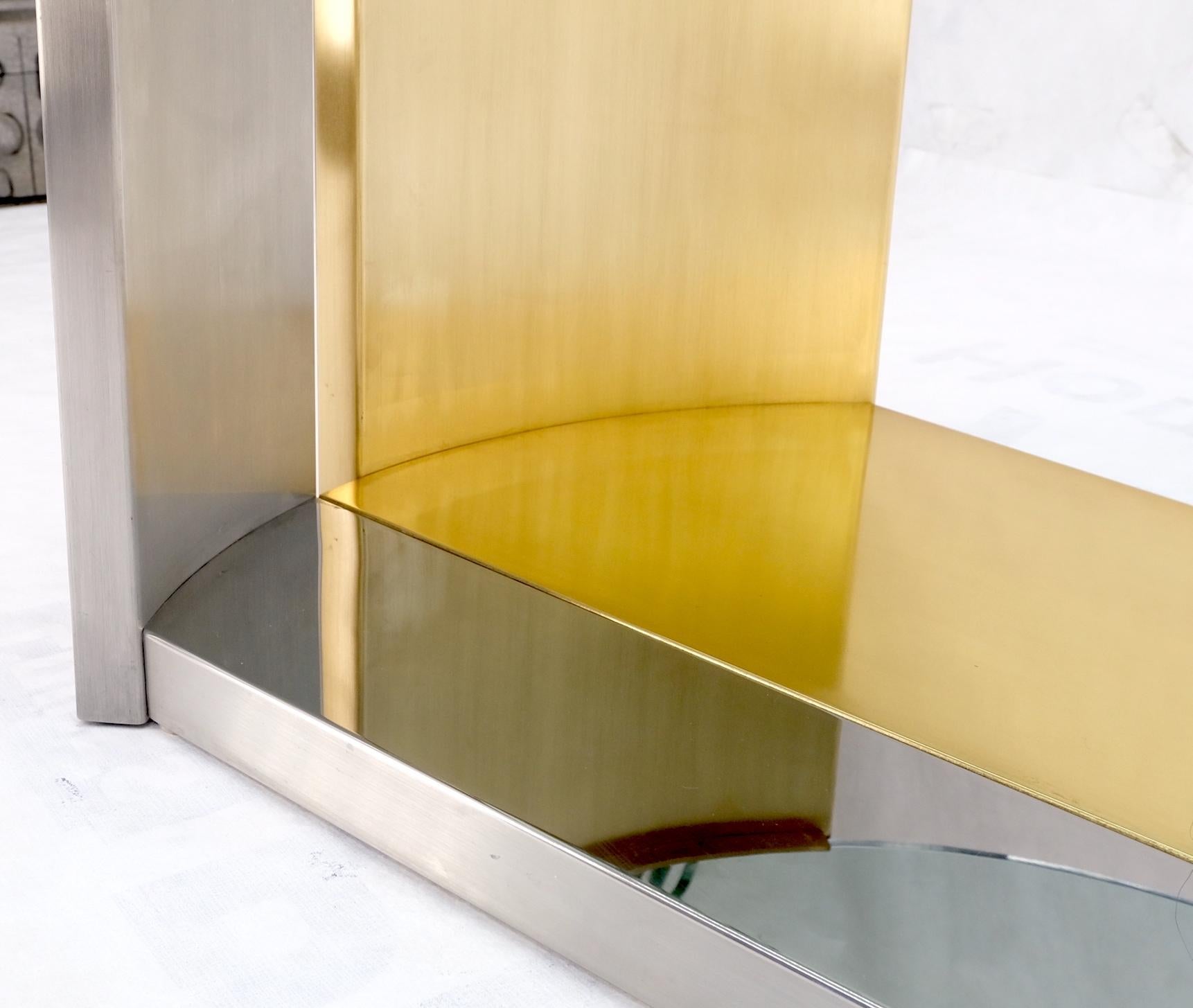 EstablishedLines Large Oval Glass Top Brushed Stainless & Brass Base Coffee Table Nice