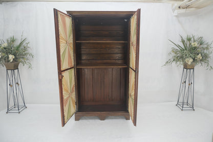EstablishedLines Very Fine 1900s Antique Russian Brass Inlay Two Glass Doors Storage Cabinet