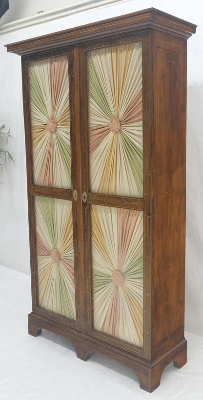 EstablishedLines Very Fine 1900s Antique Russian Brass Inlay Two Glass Doors Storage Cabinet
