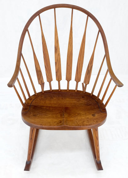 EstablishedLines Very Fine Artist Signed Studio Made Solid Chestnut Rocking Chair Peg Joint Mint