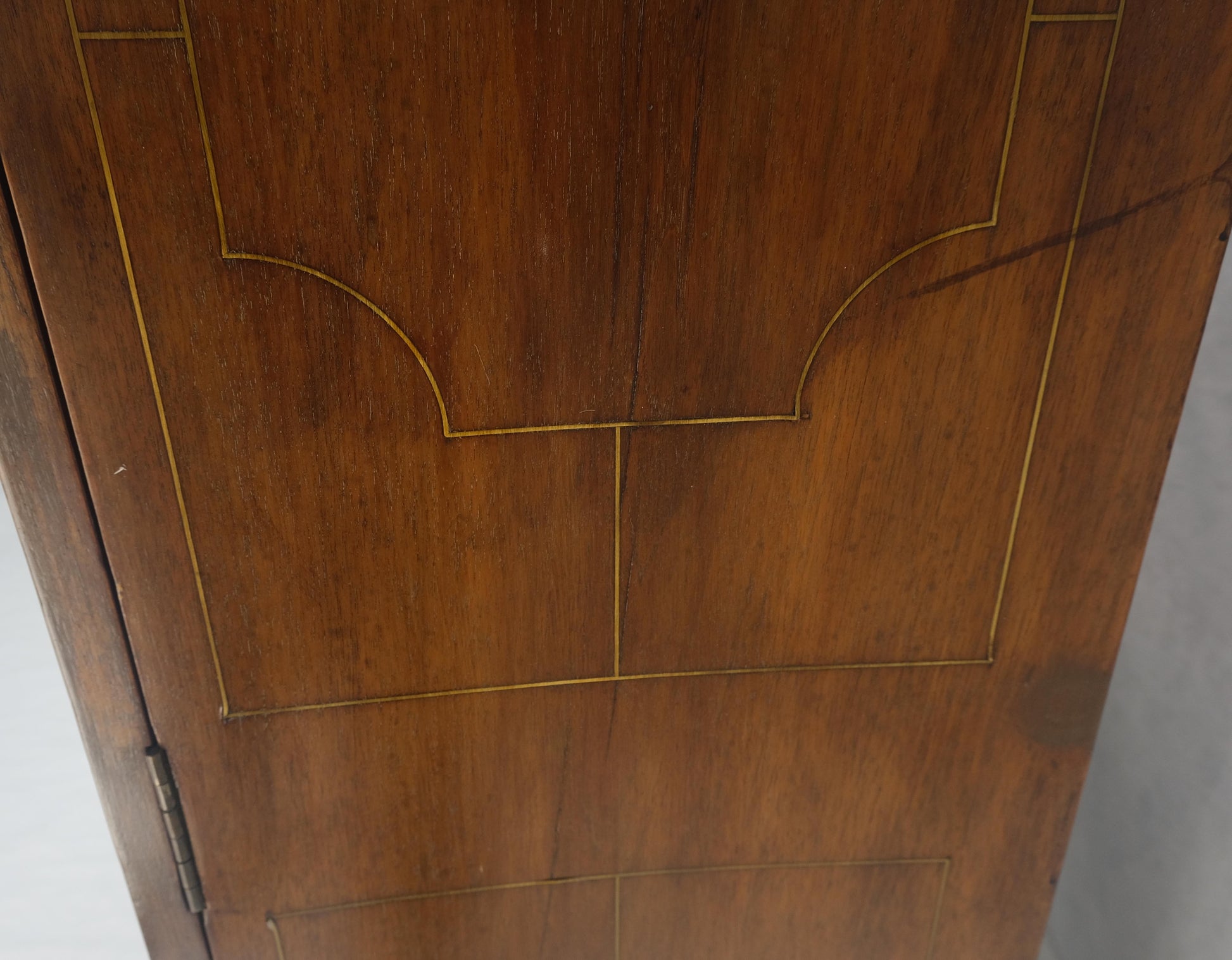 EstablishedLines Very Fine 1900s Antique Russian Brass Inlay Two Glass Doors Storage Cabinet