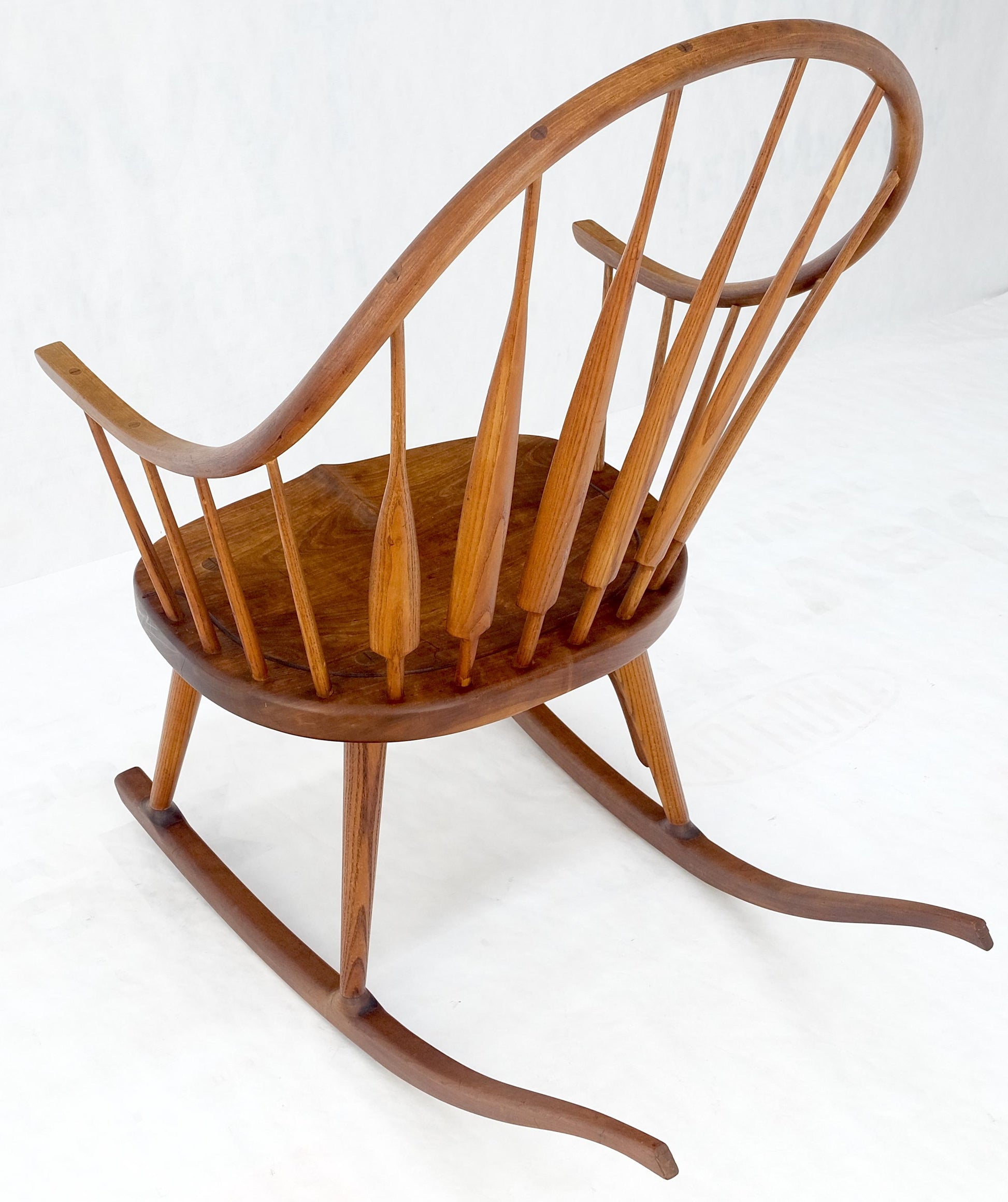 EstablishedLines Very Fine Artist Signed Studio Made Solid Chestnut Rocking Chair Peg Joint Mint