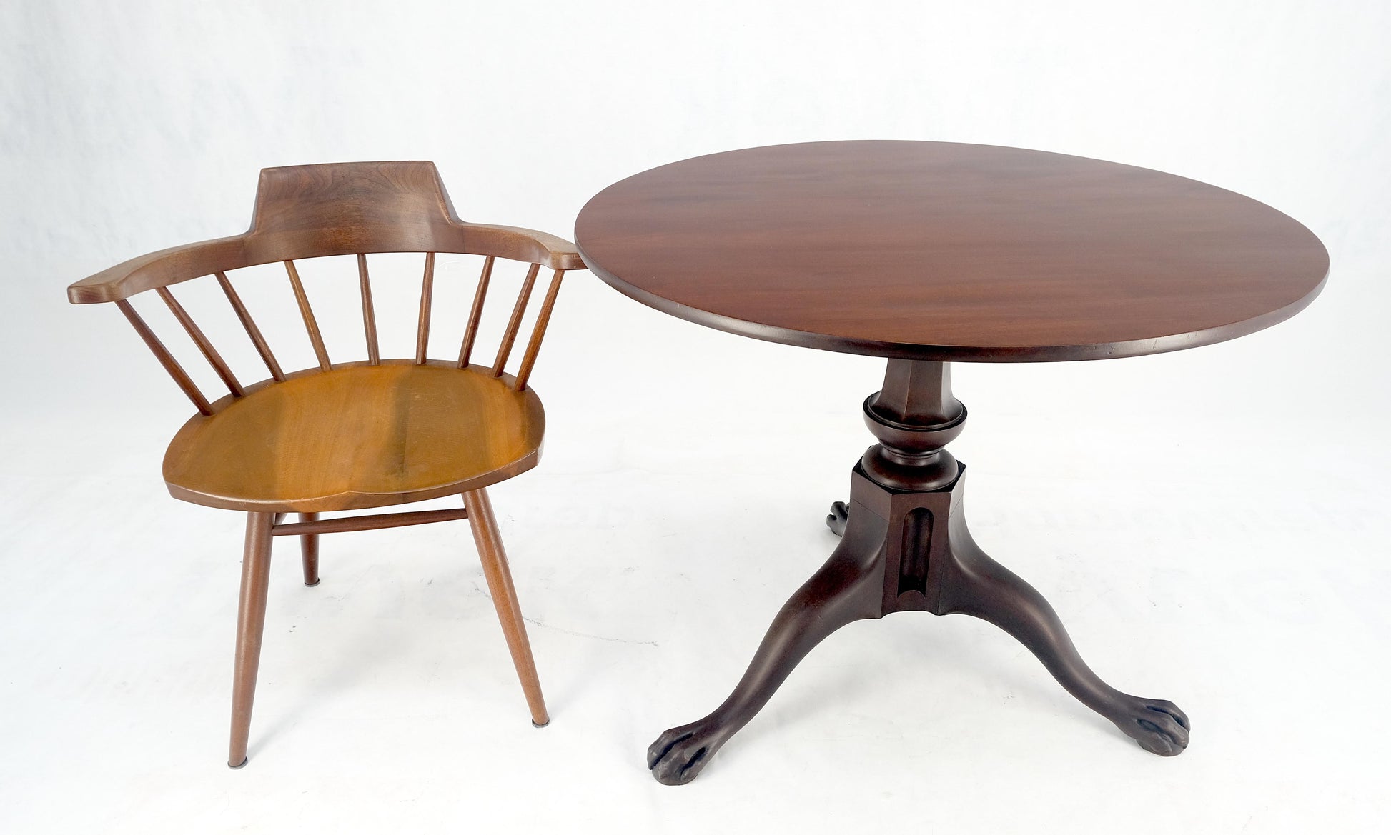 EstablishedLines 19th Century Solid Mahogany Tilt Top Claw Feet Lamp Side Center Breakfast Table