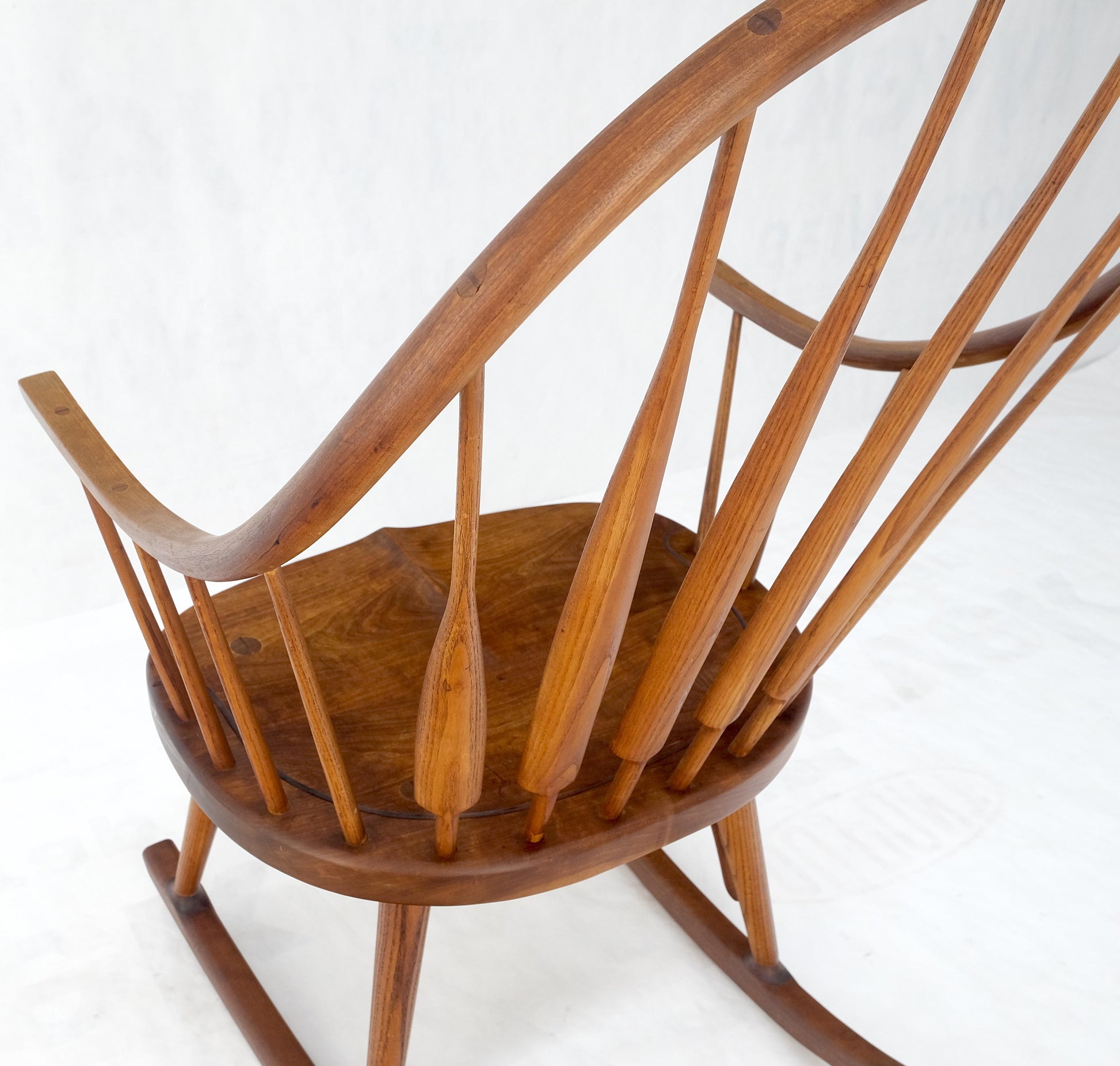 EstablishedLines Very Fine Artist Signed Studio Made Solid Chestnut Rocking Chair Peg Joint Mint