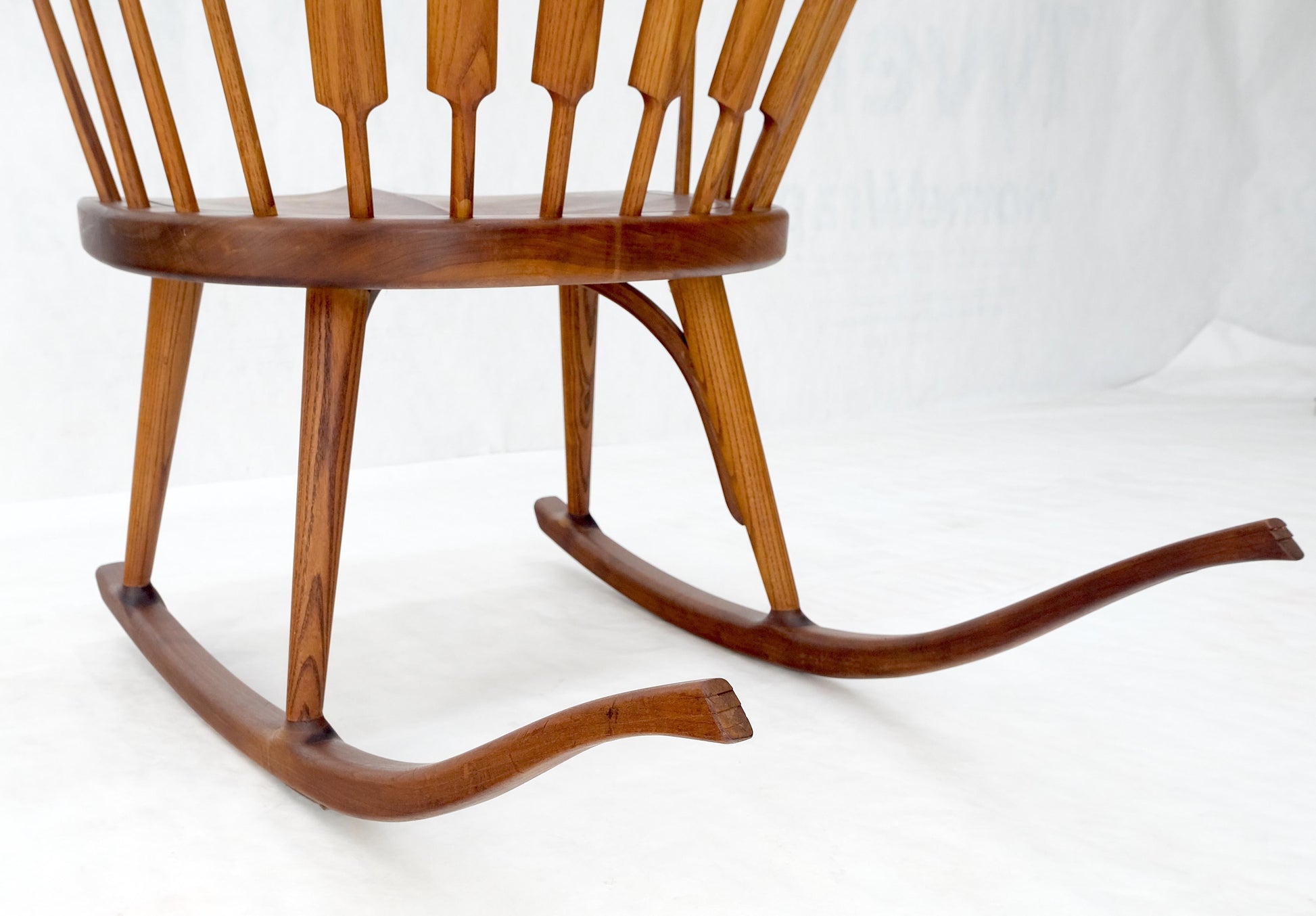 EstablishedLines Very Fine Artist Signed Studio Made Solid Chestnut Rocking Chair Peg Joint Mint