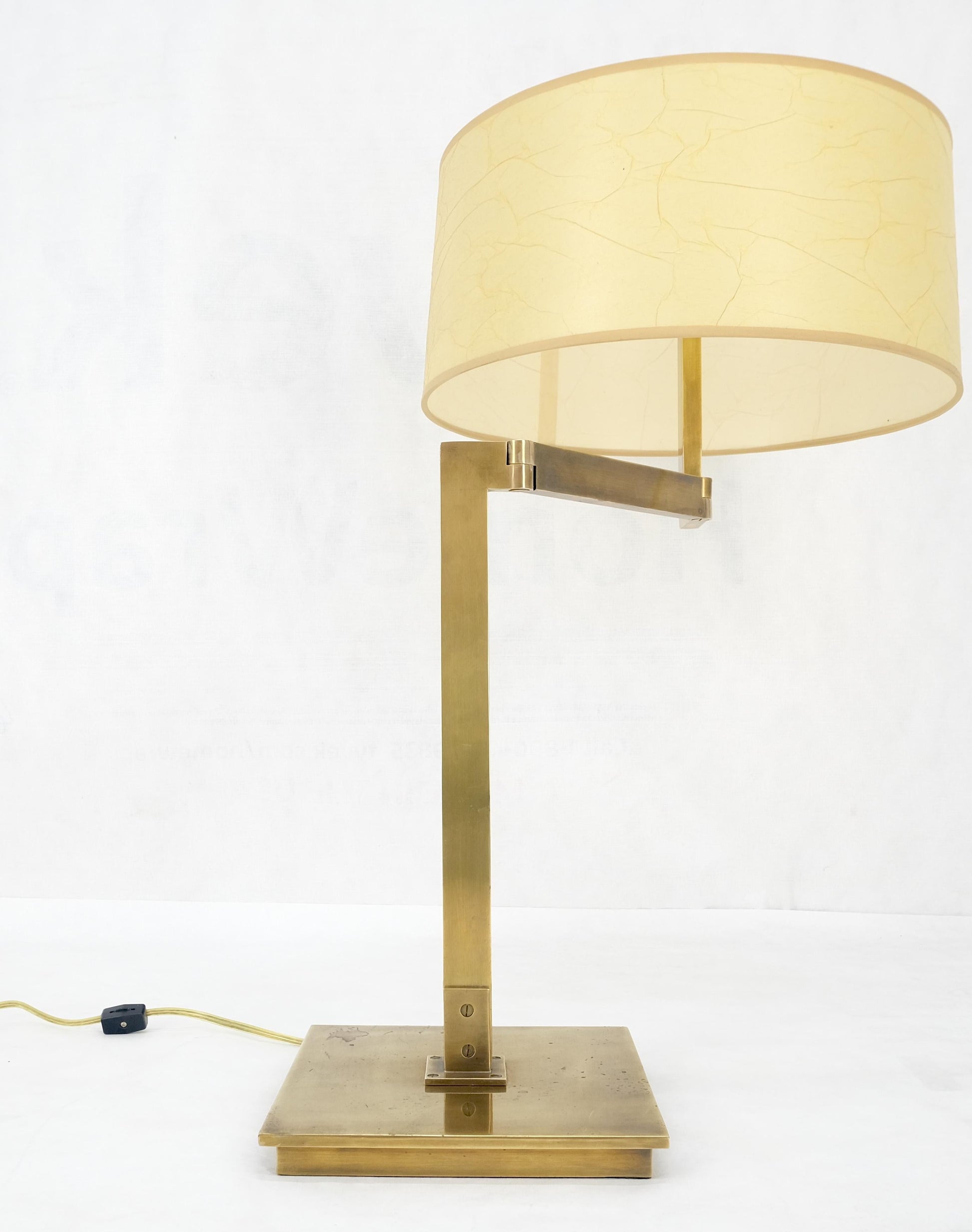 EstablishedLines MId Century Modern Solid Bronze or Brass Adjustable Arm Table Lamp w/ Shade MINT