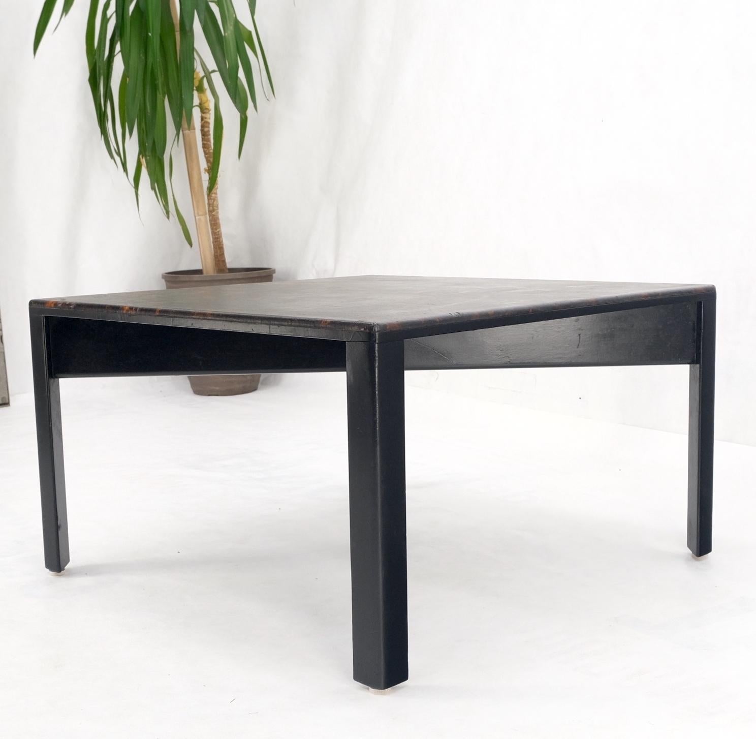 EstablishedLines Early Dunbar Square Leather and Wood Coffee Table Faux Gold Tortoise Finish