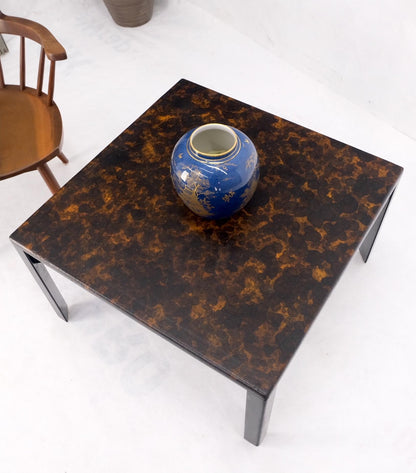 EstablishedLines Early Dunbar Square Leather and Wood Coffee Table Faux Gold Tortoise Finish