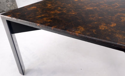 EstablishedLines Early Dunbar Square Leather and Wood Coffee Table Faux Gold Tortoise Finish
