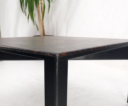 EstablishedLines Early Dunbar Square Leather and Wood Coffee Table Faux Gold Tortoise Finish