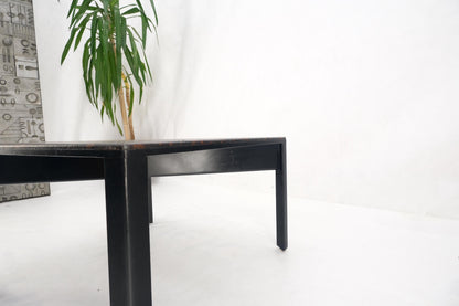 EstablishedLines Early Dunbar Square Leather and Wood Coffee Table Faux Gold Tortoise Finish