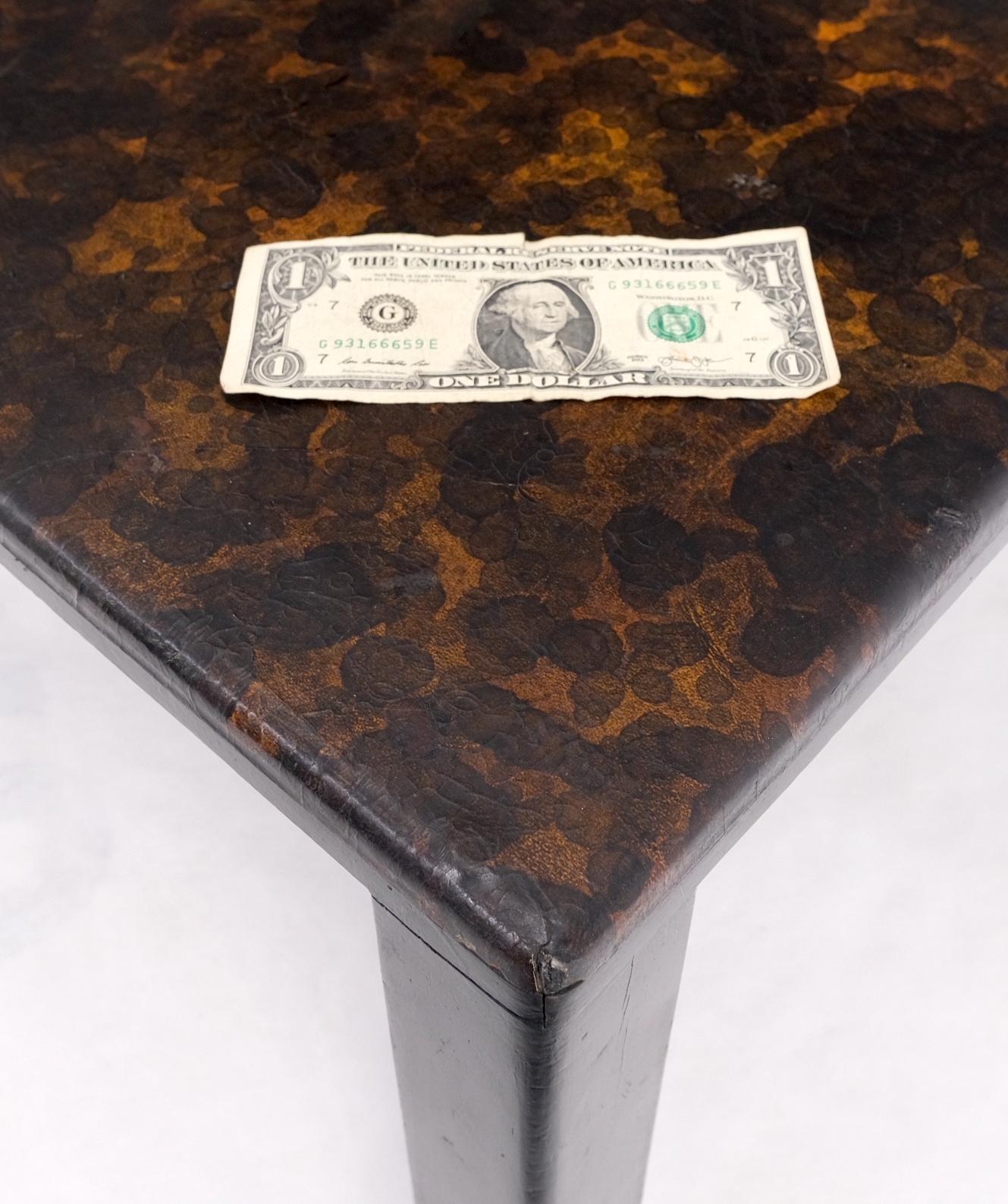 EstablishedLines Early Dunbar Square Leather and Wood Coffee Table Faux Gold Tortoise Finish