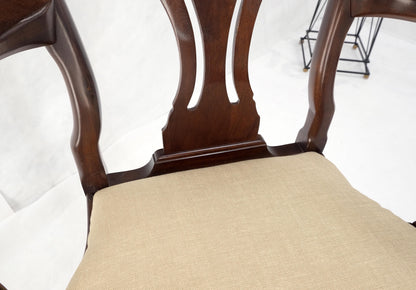 Set of 10 New Linen Upholstery Walnut Dining Chairs by Henredon Mint