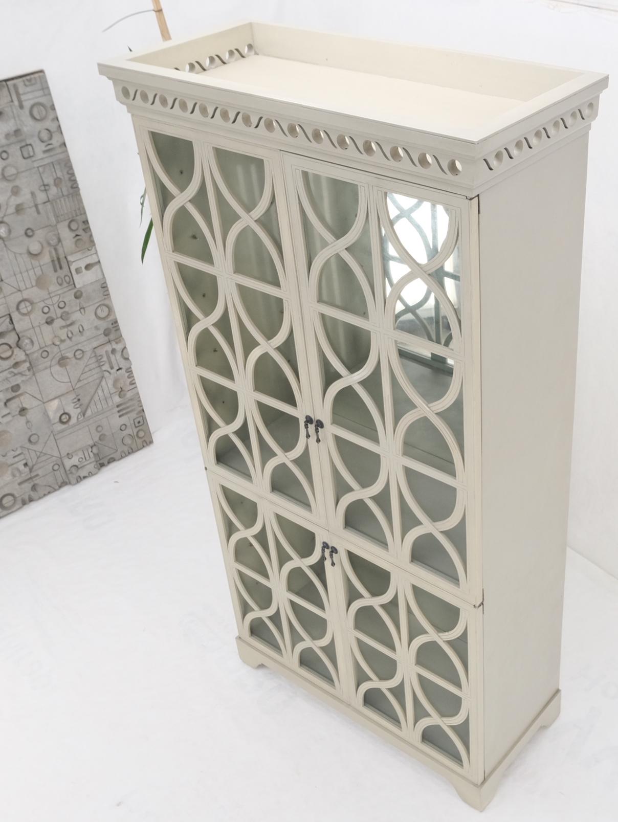 EstablishedLines Large Painted Mirrored Decorative Double Door Cabinet Cupboard Vitrine