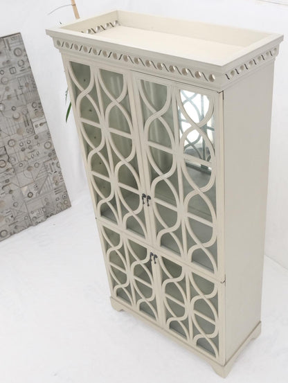 EstablishedLines Large Painted Mirrored Decorative Double Door Cabinet Cupboard Vitrine