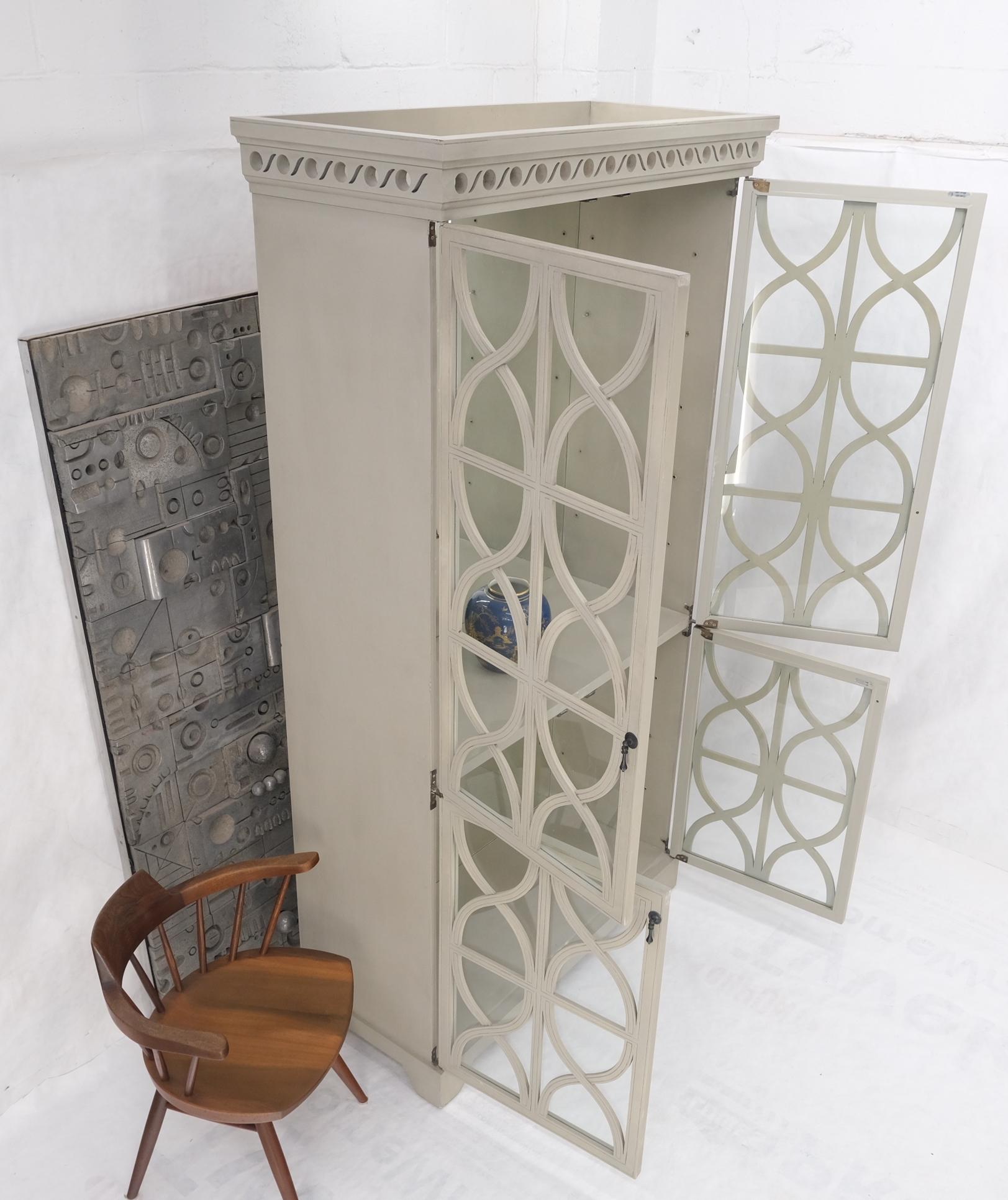 EstablishedLines Large Painted Mirrored Decorative Double Door Cabinet Cupboard Vitrine