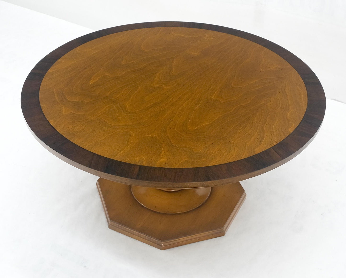 EstablishedLines Very Fine Mid Century Modern 36" Round Rosewood Banded Top Coffee Table MINT