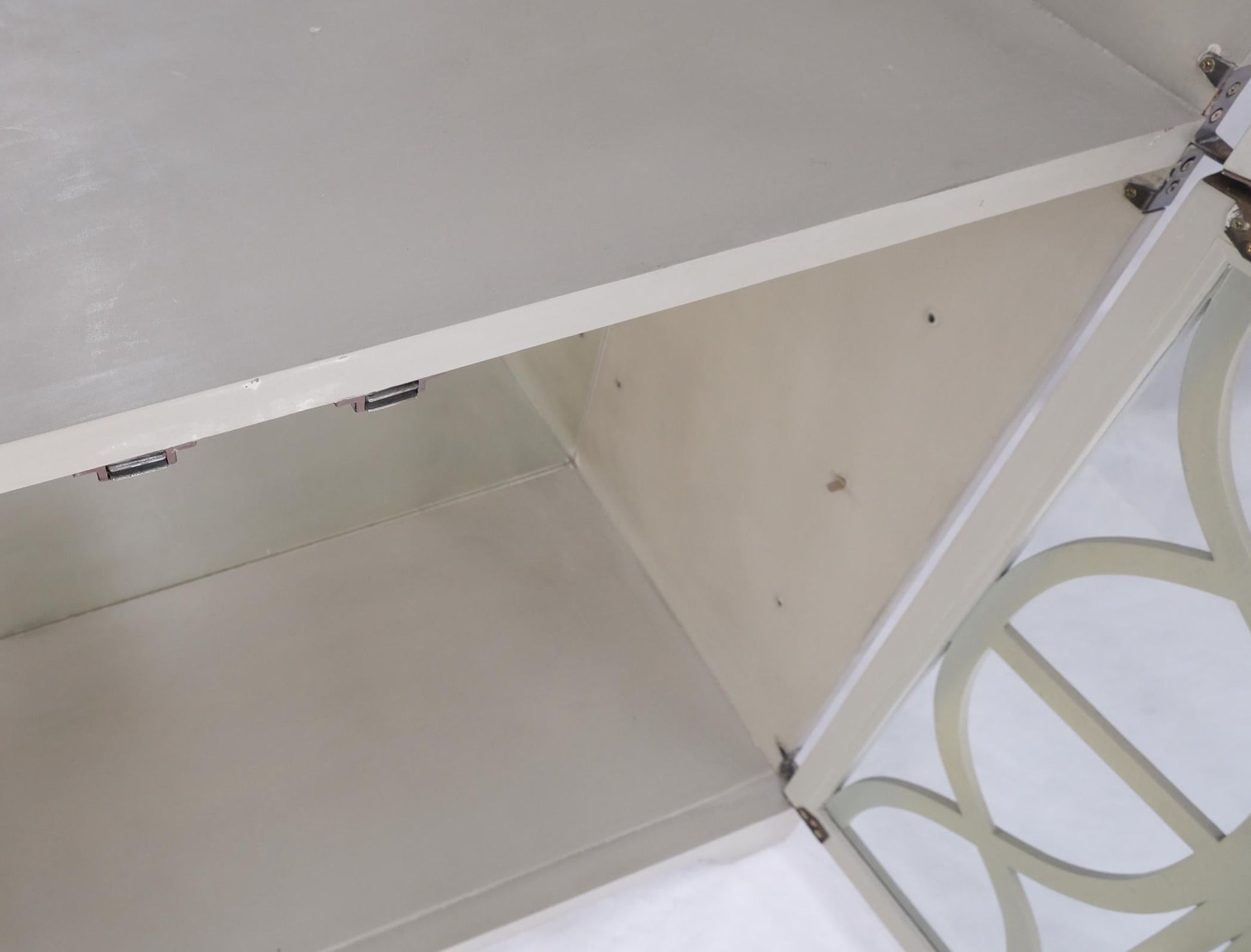 EstablishedLines Large Painted Mirrored Decorative Double Door Cabinet Cupboard Vitrine