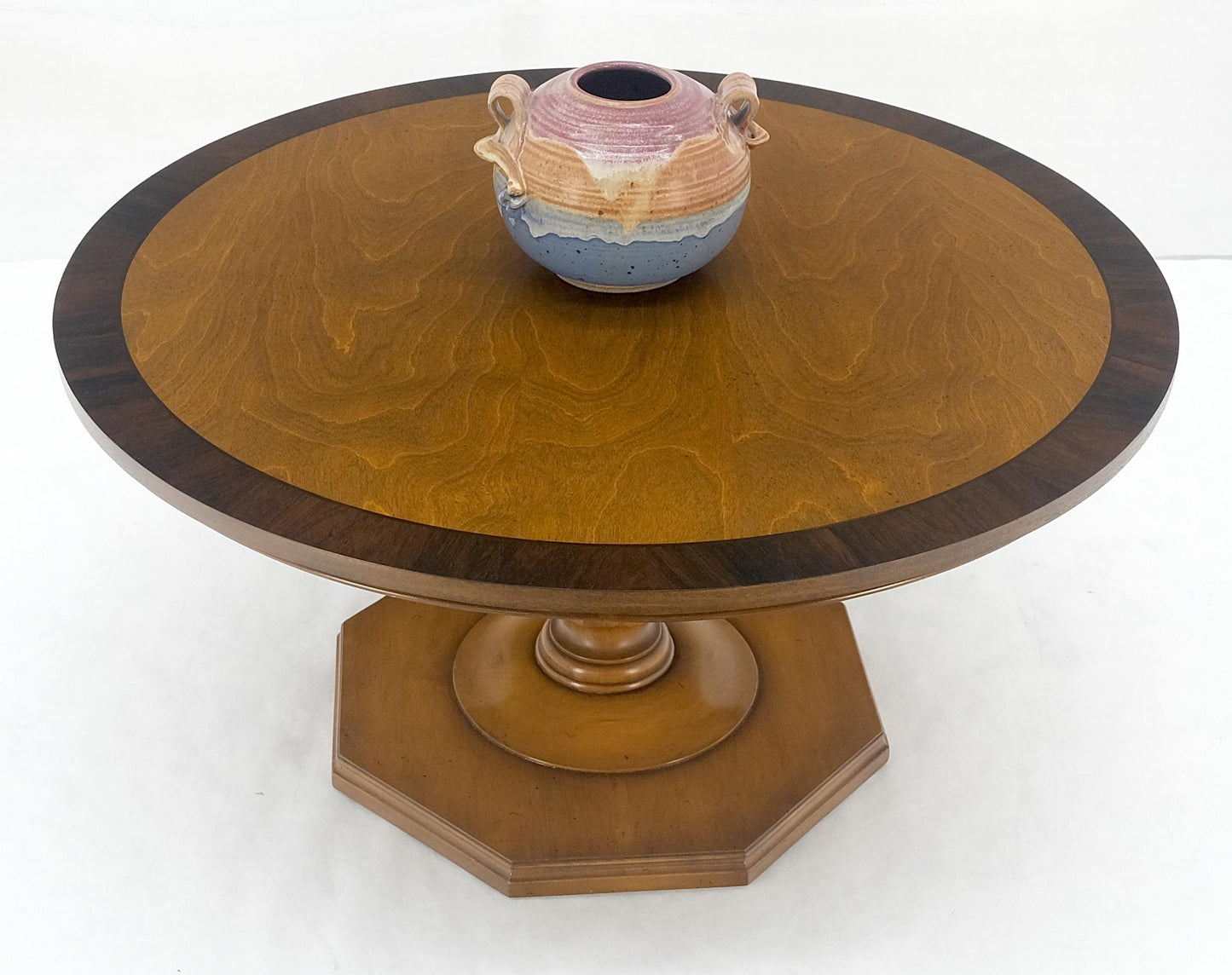 EstablishedLines Very Fine Mid Century Modern 36" Round Rosewood Banded Top Coffee Table MINT