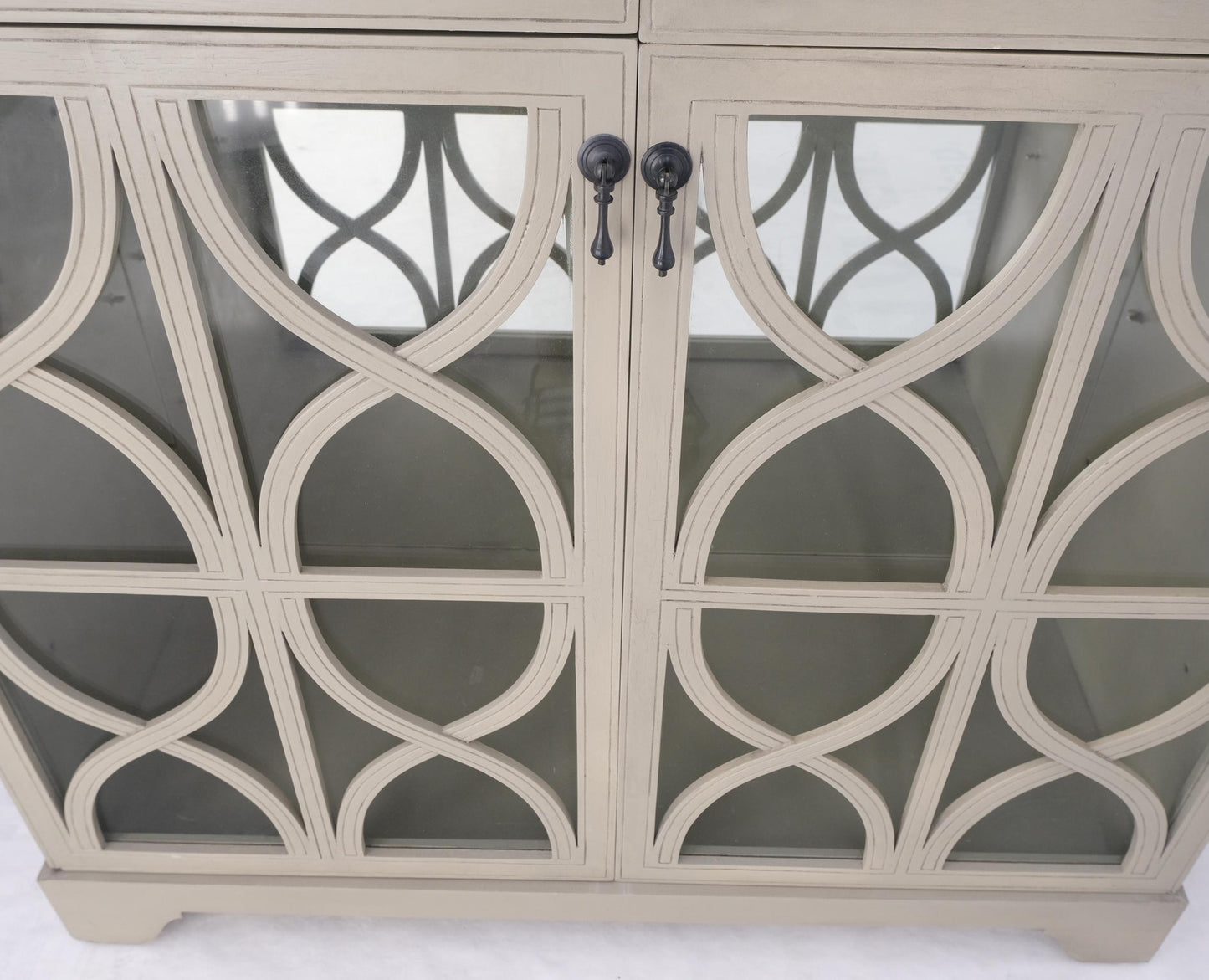 EstablishedLines Large Painted Mirrored Decorative Double Door Cabinet Cupboard Vitrine