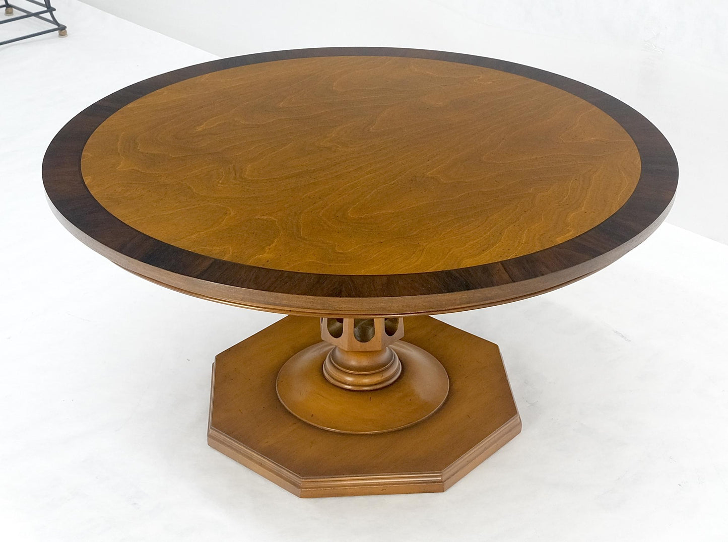 EstablishedLines Very Fine Mid Century Modern 36" Round Rosewood Banded Top Coffee Table MINT