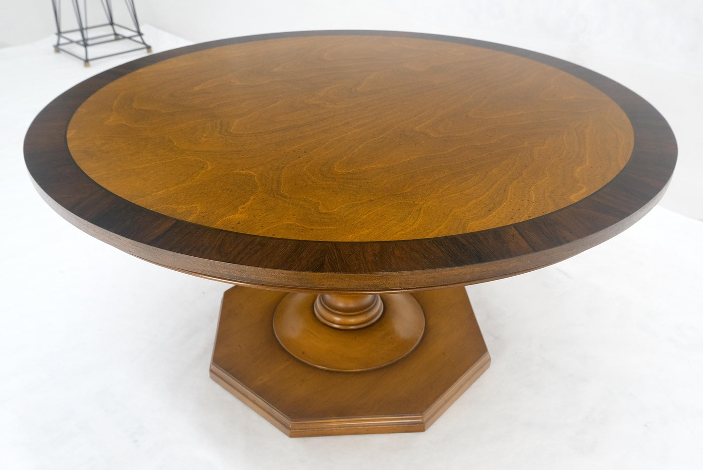 EstablishedLines Very Fine Mid Century Modern 36" Round Rosewood Banded Top Coffee Table MINT