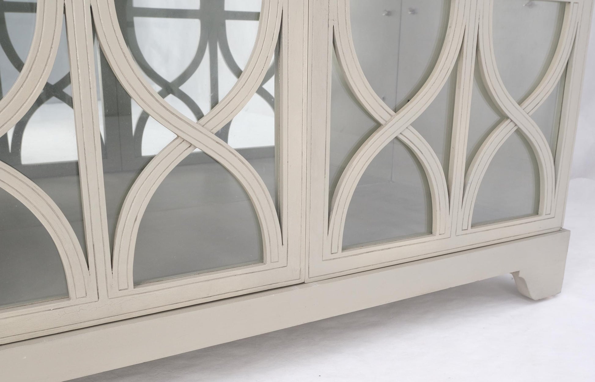 EstablishedLines Large Painted Mirrored Decorative Double Door Cabinet Cupboard Vitrine