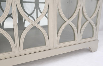 EstablishedLines Large Painted Mirrored Decorative Double Door Cabinet Cupboard Vitrine