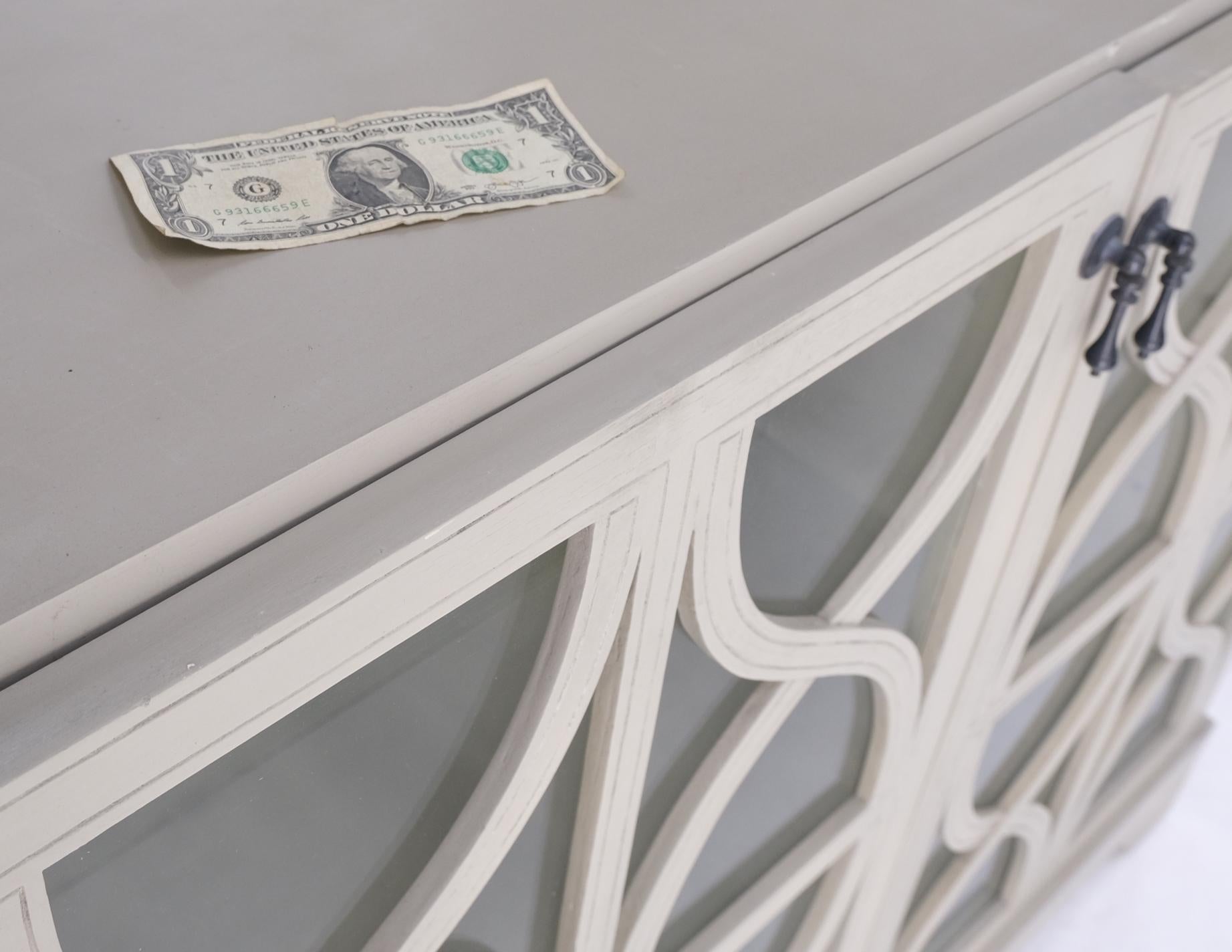 EstablishedLines Large Painted Mirrored Decorative Double Door Cabinet Cupboard Vitrine