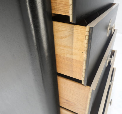 EstablishedLines Black Lacquer & Silver 5 Drawers Art Deco Tall Chest Dresser MINT