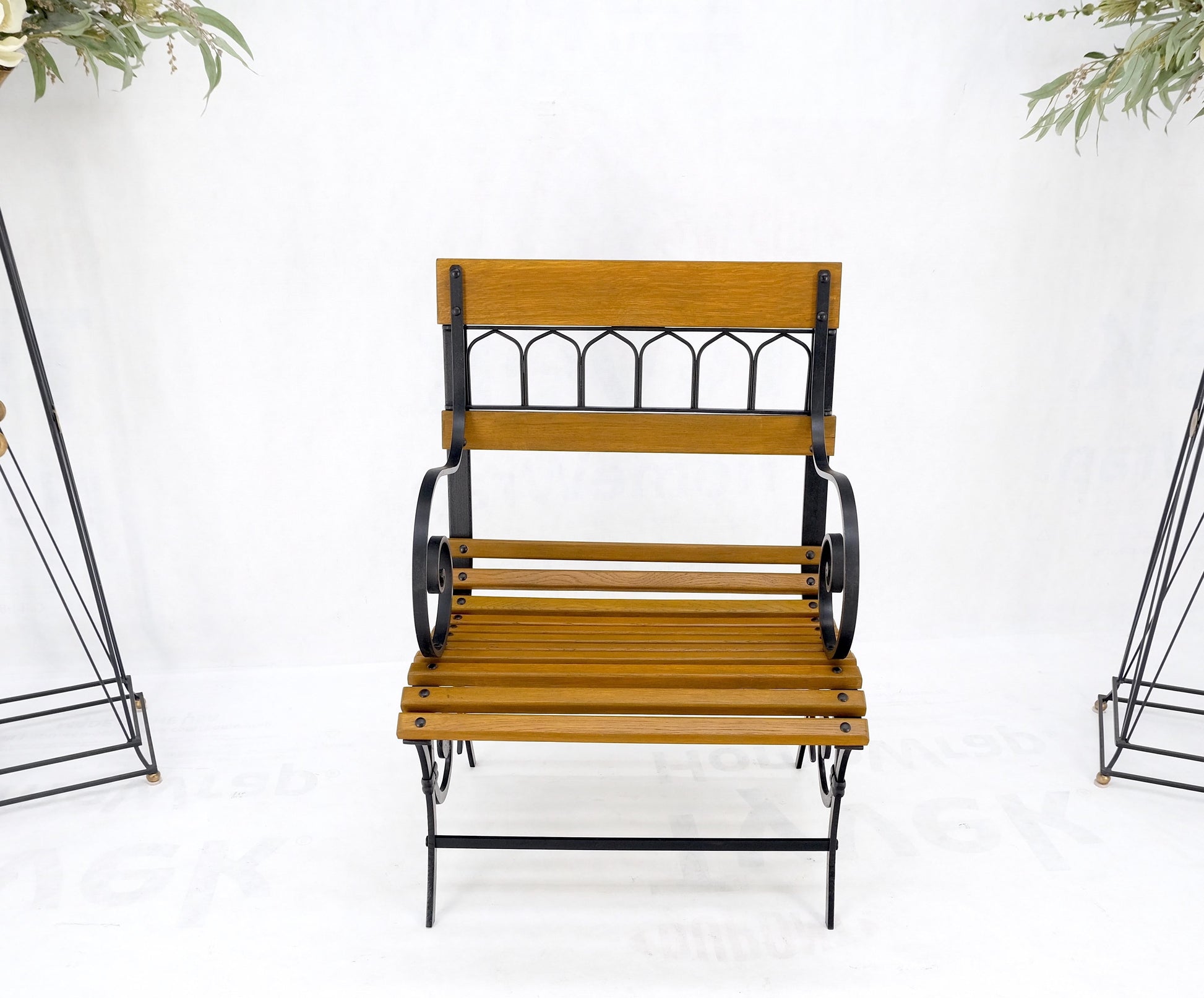 EstablishedLines Restored 1920s Wrought Iron & Oak Slat Park Bench Mint!